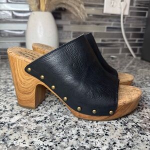 Kork-Ease Danika Platform Sandals With a Black Leather Upper & Studded Accents 8